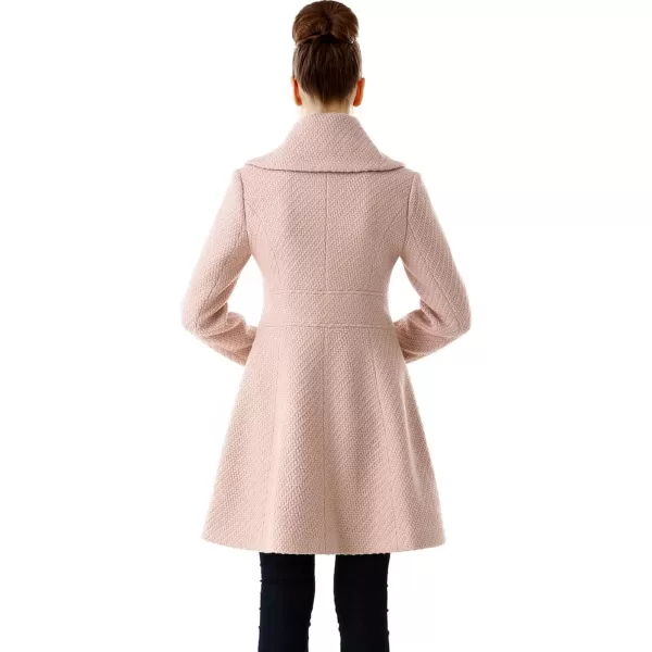 BGSD Women Wool Shawl Collar Walking CoatBlush