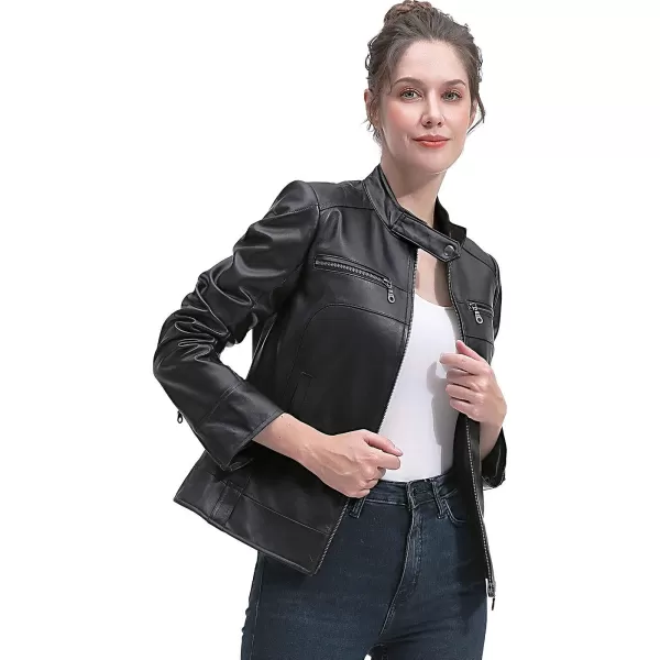 BGSD Women Zip Front New Zealand Lambskin Leather Jacket Regular amp Plus Size amp PetiteBlack