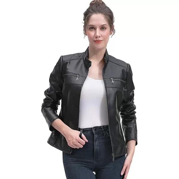 BGSD Women Zip Front New Zealand Lambskin Leather Jacket Regular amp Plus Size amp PetiteBlack