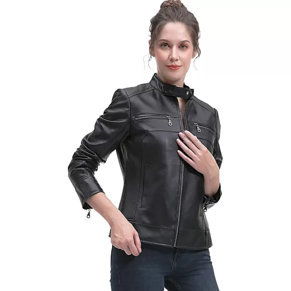 BGSD Women Zip Front New Zealand Lambskin Leather Jacket Regular amp Plus Size amp PetiteBlack