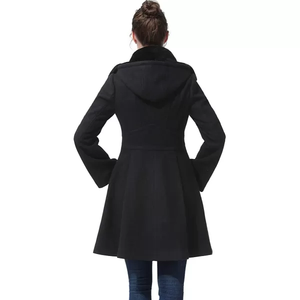 BGSD Women Zoe Fit amp Flare Hooded Wool Coat Regular amp Plus Size amp PetiteBlack