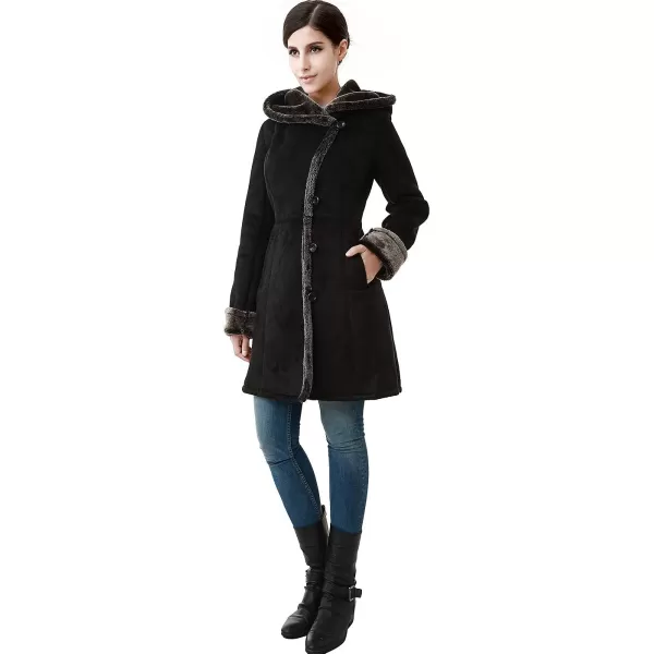 BGSD Womens Abrienne Hooded Faux Shearling Walking Coat SmallBGSD Womens Abrienne Hooded Faux Shearling Walking Coat Small