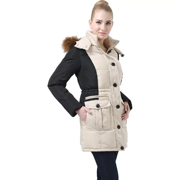 BGSD Womens Aria Water Resistant Down Coat Medium BlackBeigeBGSD Womens Aria Water Resistant Down Coat Medium BlackBeige