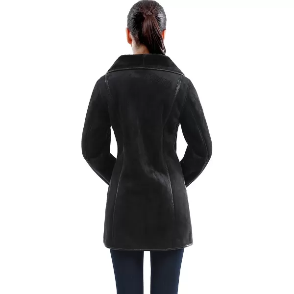 BGSD Womens Heidi Asymmetrical Zip Front Faux Shearling Walking Coat Black XLargeBGSD Womens Heidi Asymmetrical Zip Front Faux Shearling Walking Coat Black XLarge