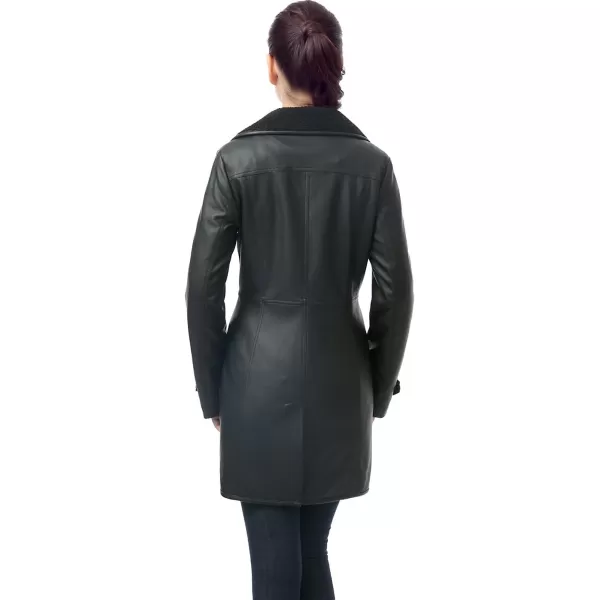 BGSD Womens Lorin Faux Leather Long Walking CoatBlack