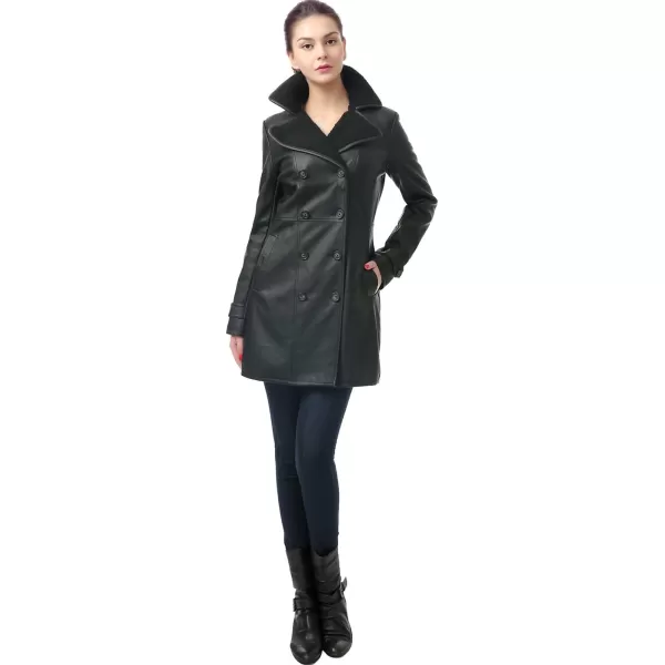 BGSD Womens Lorin Faux Leather Long Walking CoatBlack