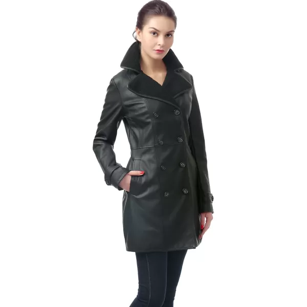 BGSD Womens Lorin Faux Leather Long Walking CoatBlack