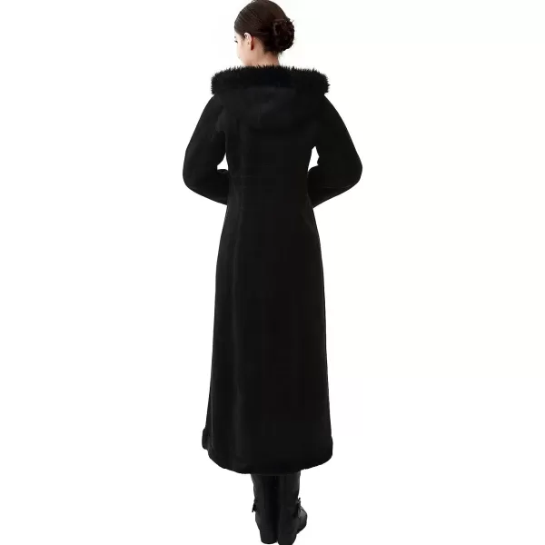 BGSD Womens Pauline Hooded Faux Shearling Maxi Walking CoatBlack