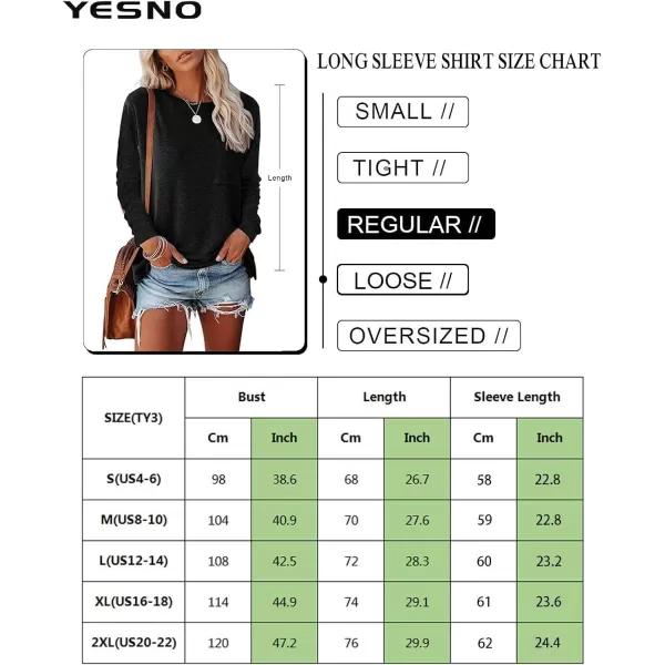 YESNO Women Casual Loose Long Sleeve Shirts Crewneck Solid Tops Pullover Sweatshirts with Pocket TY21ty2 Khaki