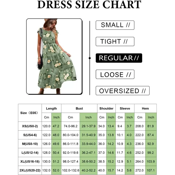 YESNO Women Summer Dresses Ruffle Cap Sleeve Casual Dress Boho Smocked Bodice Maxi Dress with Pockets E05Floral 148