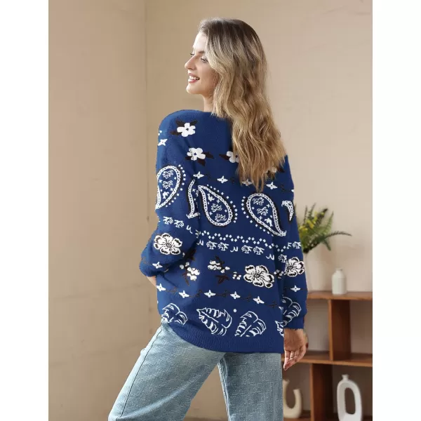 YESNO Women Sweater Graphic Oversized Pullover Sweaters Casual Loose Long Sleeve Knit Tops S01Floral 176