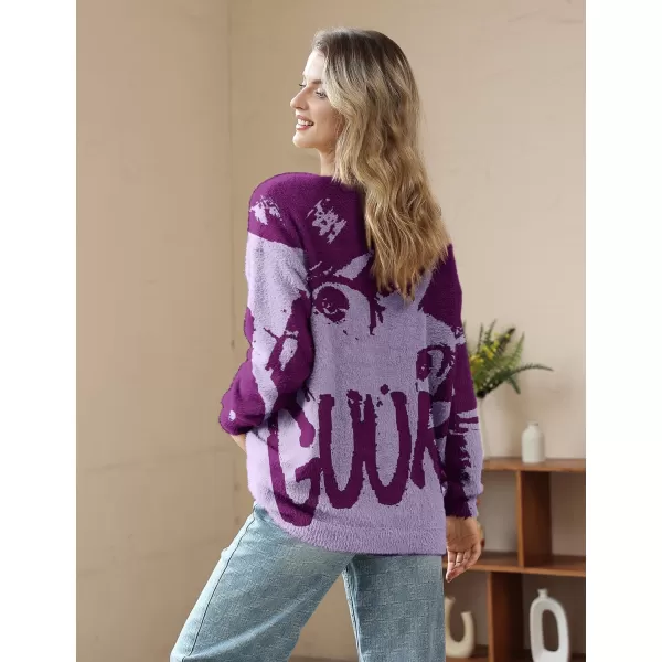 YESNO Women Sweater Graphic Oversized Pullover Sweaters Casual Loose Long Sleeve Knit Tops S01Floral 179