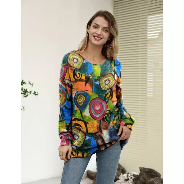 YESNO Women Sweater Graphic Oversized Pullover Sweaters Casual Loose Long Sleeve Knit Tops S01Floral 354