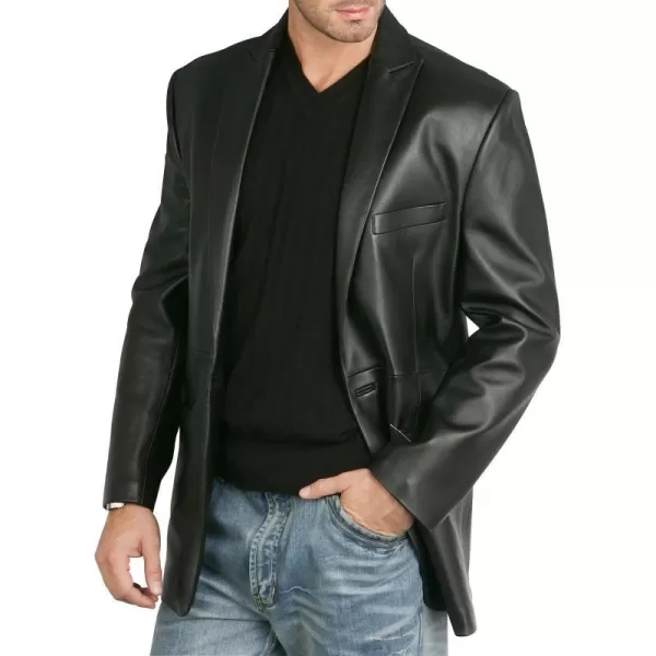 BGSD Men 1Button Tuxedo New Zealand Lambskin Leather Blazer Sport Coat Jacket Regular Big amp Tall and ShortBlack