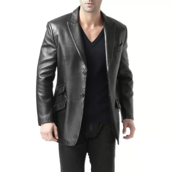 BGSD Men 2Button Lambskin Leather Blazer Sport Coat Jacket Regular Big amp Tall and ShortBlack