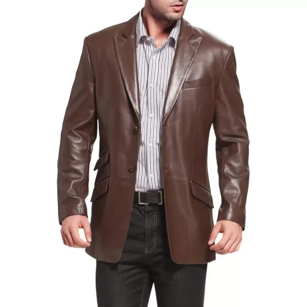 BGSD Men 2Button Lambskin Leather Blazer Sport Coat Jacket Regular Big amp Tall and ShortEspresso