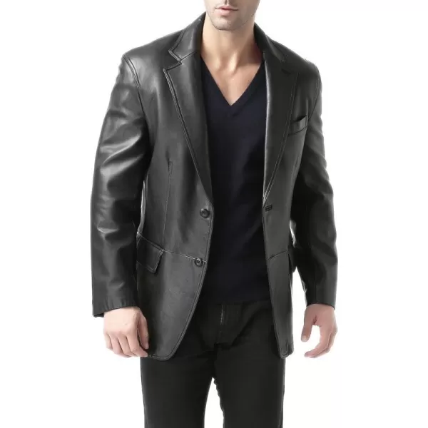 BGSD Men 2Button New Zealand Lambskin Leather Blazer Sport Coat Jacket Regular Big amp Tall and ShortBlack