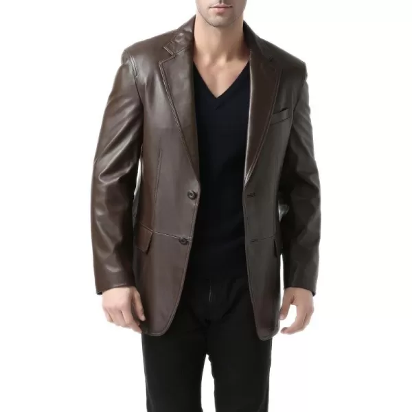 BGSD Men 2Button New Zealand Lambskin Leather Blazer Sport Coat Jacket Regular Big amp Tall and ShortEspresso