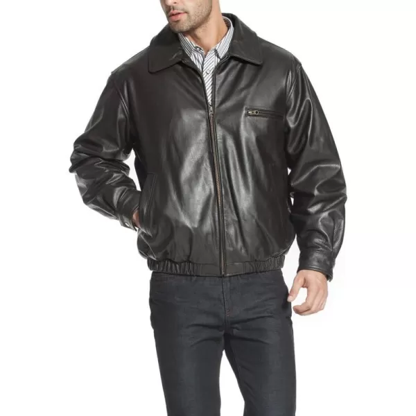 BGSD Men Aaron Classic Cowhide Leather Bomber Jacket Regular and Big amp TallBrown