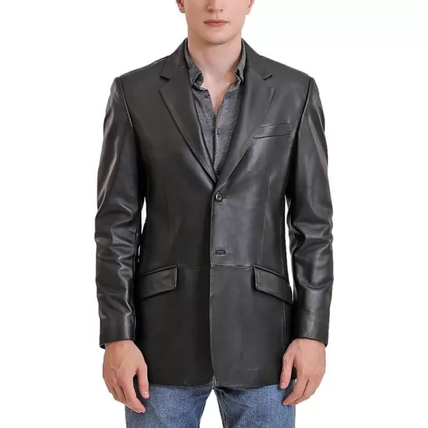 BGSD Men Benji 2Button Leather Blazer Lambskin Sport Coat Jacket Regular Big amp Tall and ShortBlack