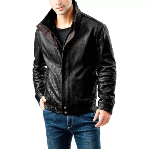 BGSD Men Brandon New Zealand Lambskin Leather Bomber JacketBlack