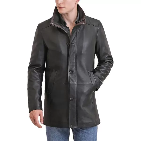 BGSD Men Byron New Zealand Lambskin Leather Car CoatBlack