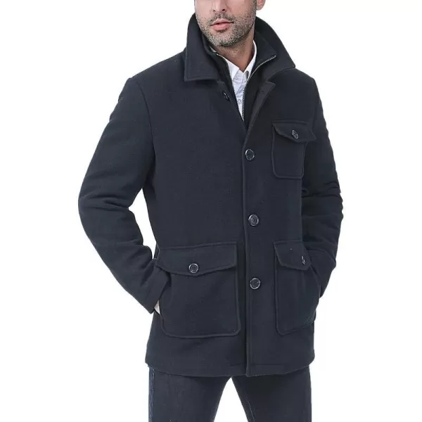 BGSD Men Calvin Wool Blend Car Coat with Removable Bib  Regular and Big amp TallBlack