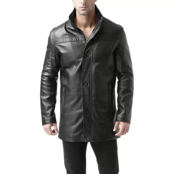 BGSD Men Chad New Zealand Lambskin Leather Car CoatBlack