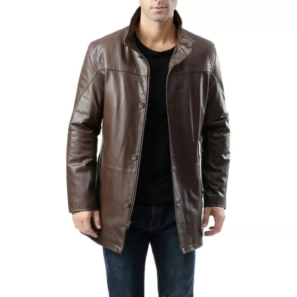 BGSD Men Chad New Zealand Lambskin Leather Car CoatEspresso