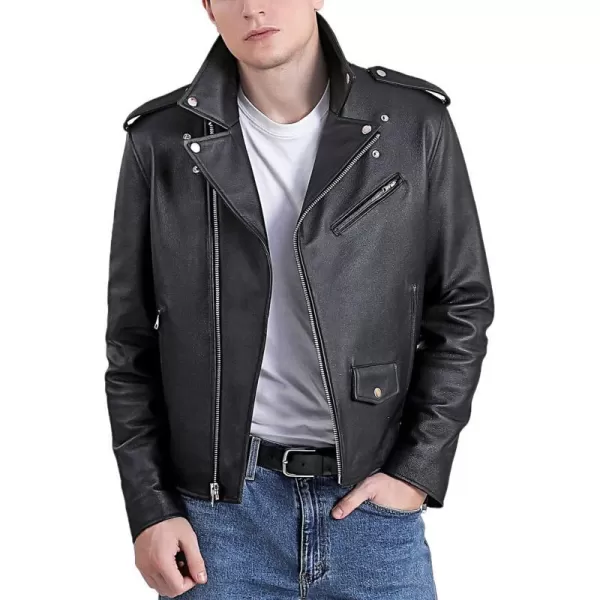 BGSD Men City Leather Motorcycle Jacket Regular and Big amp TallBlack