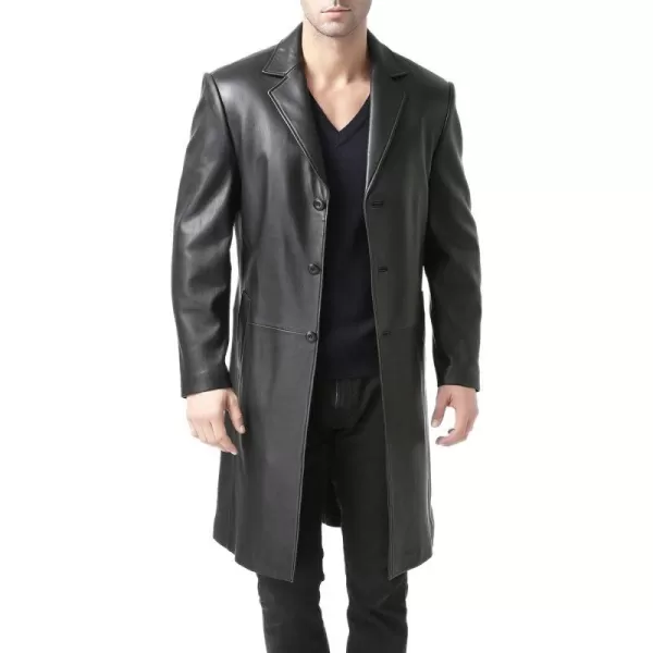 BGSD Men Classic Leather Long Walking Coat Regular Big amp Tall and ShortBlack