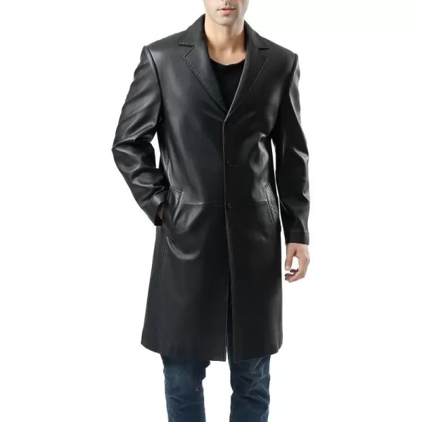 BGSD Men Classic New Zealand Lambskin Leather Long Walking Coat Regular Big amp Tall and ShortBlack