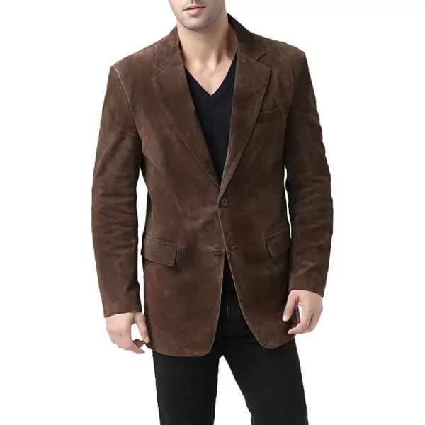 BGSD Men Cliff 2Button Leather Blazer Suede Sport Coat Jacket Regular Big amp Tall and ShortBrown