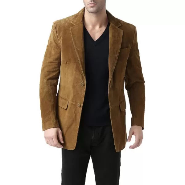 BGSD Men Cliff 2Button Leather Blazer Suede Sport Coat Jacket Regular Big amp Tall and ShortTobacco