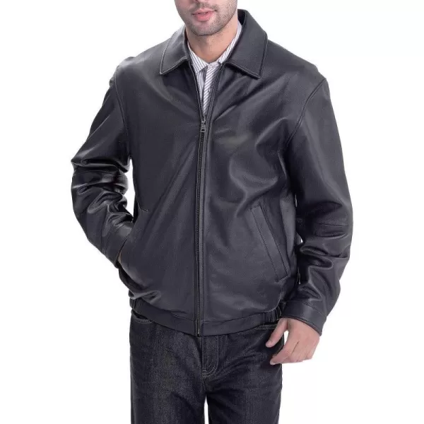 BGSD Men Derrick Lambskin Leather Bomber Jacket Regular and Big amp TallBlack