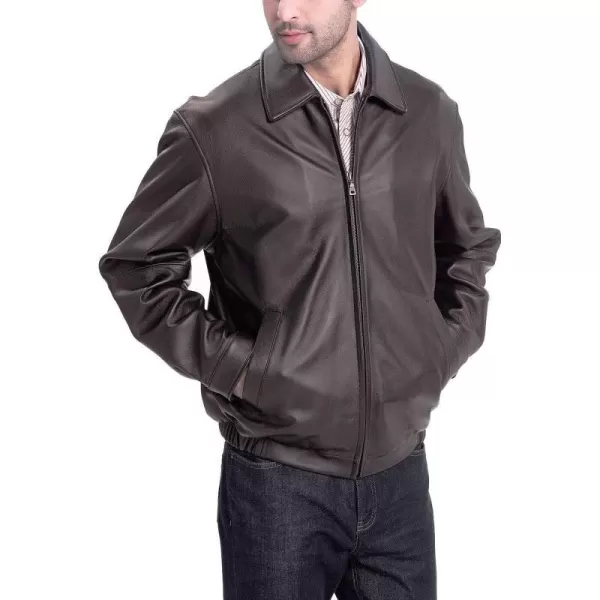 BGSD Men Derrick Lambskin Leather Bomber Jacket Regular and Big amp TallBrown