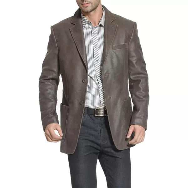 BGSD Men Eric 2Button Distressed Leather Blazer Cowhide Sport Coat JacketDistressed Brown