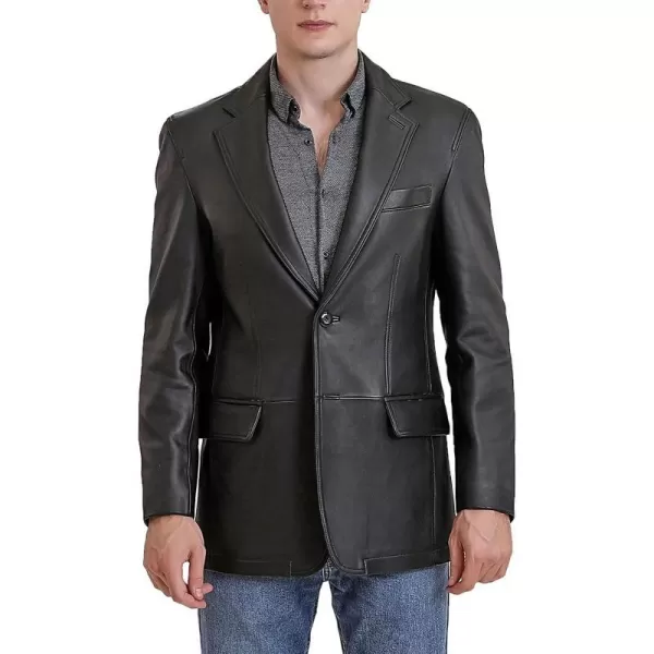 BGSD Men Grant 2Button Leather Blazer Lambskin Sport Coat Jacket Regular Big amp Tall and ShortBlack