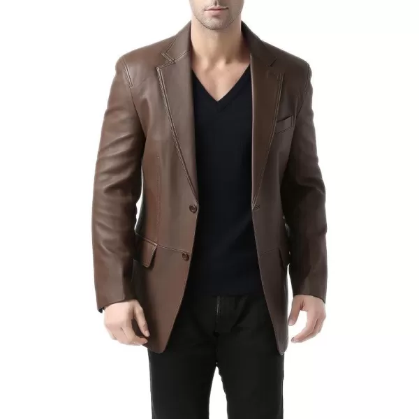 BGSD Men Grant 2Button Leather Blazer Lambskin Sport Coat Jacket Regular Big amp Tall and ShortEspresso