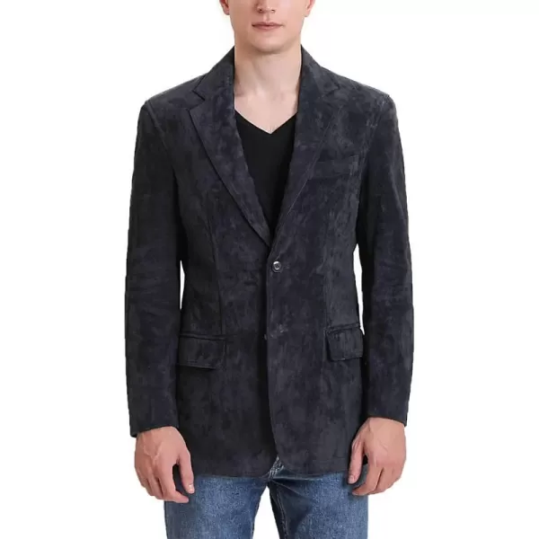 BGSD Men Grant 2Button Leather Blazer Lambskin Sport Coat Jacket Regular Big amp Tall and ShortSuede Navy