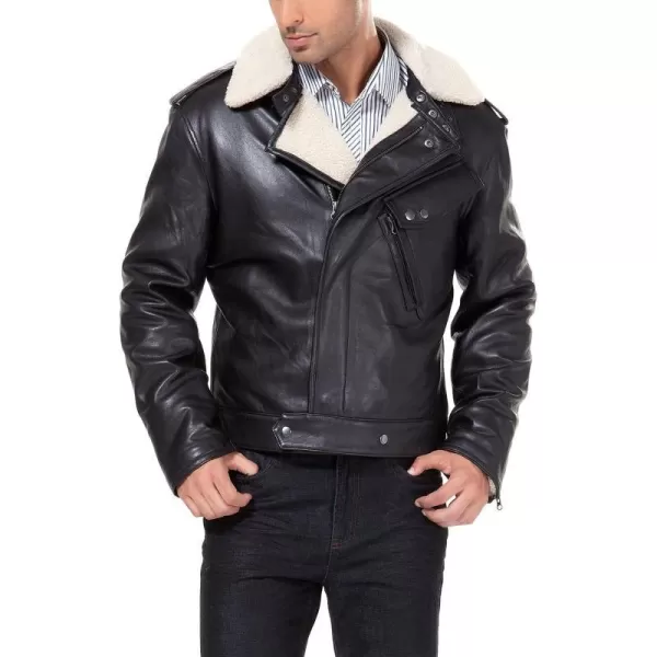 BGSD Men Grant New Zealand Lambskin Leather Motorcycle JacketBlack