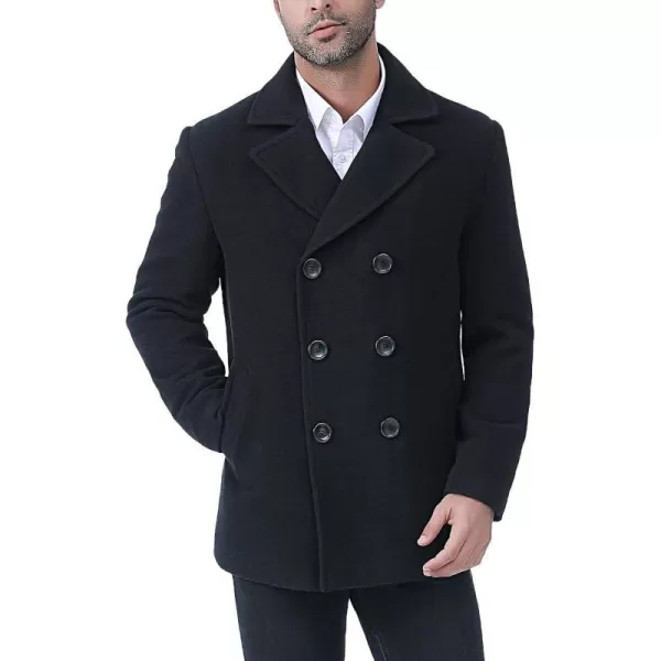 BGSD Men Hugh Wool Blend Pea Coat  Regular Big amp Tall and ShortBlack