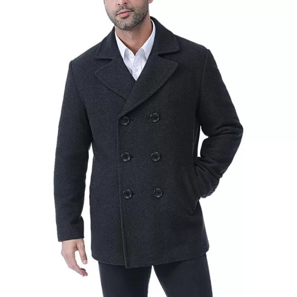 BGSD Men Hugh Wool Blend Pea Coat  Regular Big amp Tall and ShortCharcoal