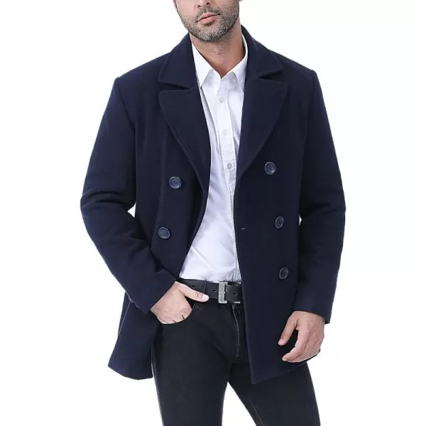 BGSD Men Hugh Wool Blend Pea Coat  Regular Big amp Tall and ShortNavy