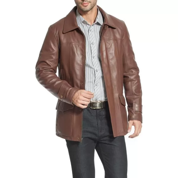 BGSD Men Hunter Lambskin Leather Coat Regular Tall and ShortHazelnut