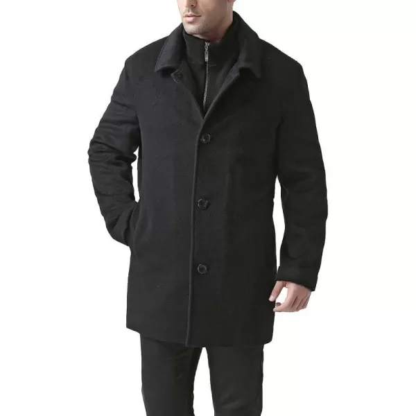 BGSD Men John Wool Blend Car Coat with Removable Bib  Regular Big amp Tall and ShortBlack