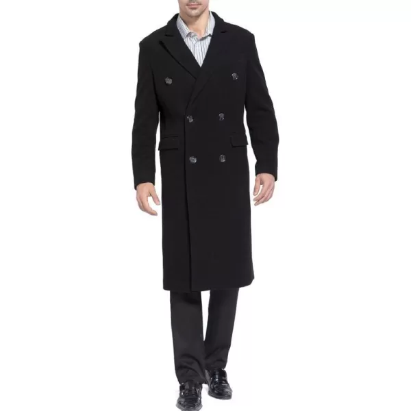 BGSD Men Josh Cashmere Wool Blend Double Breasted Walking CoatBlack