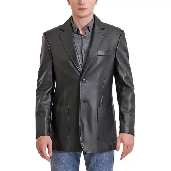 BGSD Men Kai 2Button Leather Blazer Lambskin Sport Coat Jacket Regular Big amp Tall and ShortBlack