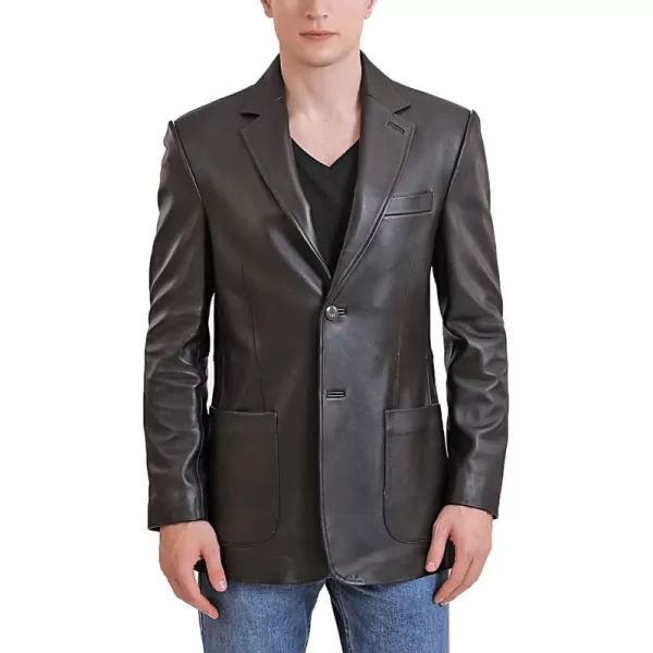 BGSD Men Kai 2Button Leather Blazer Lambskin Sport Coat Jacket Regular Big amp Tall and ShortBrown