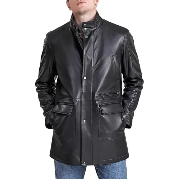 BGSD Men Kyle New Zealand Lambskin Leather Car CoatBlack